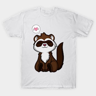 Cute Kawaii Ferret with Heart Speech Bubble T-Shirt